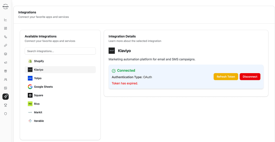 Klaviyo API key generation interface